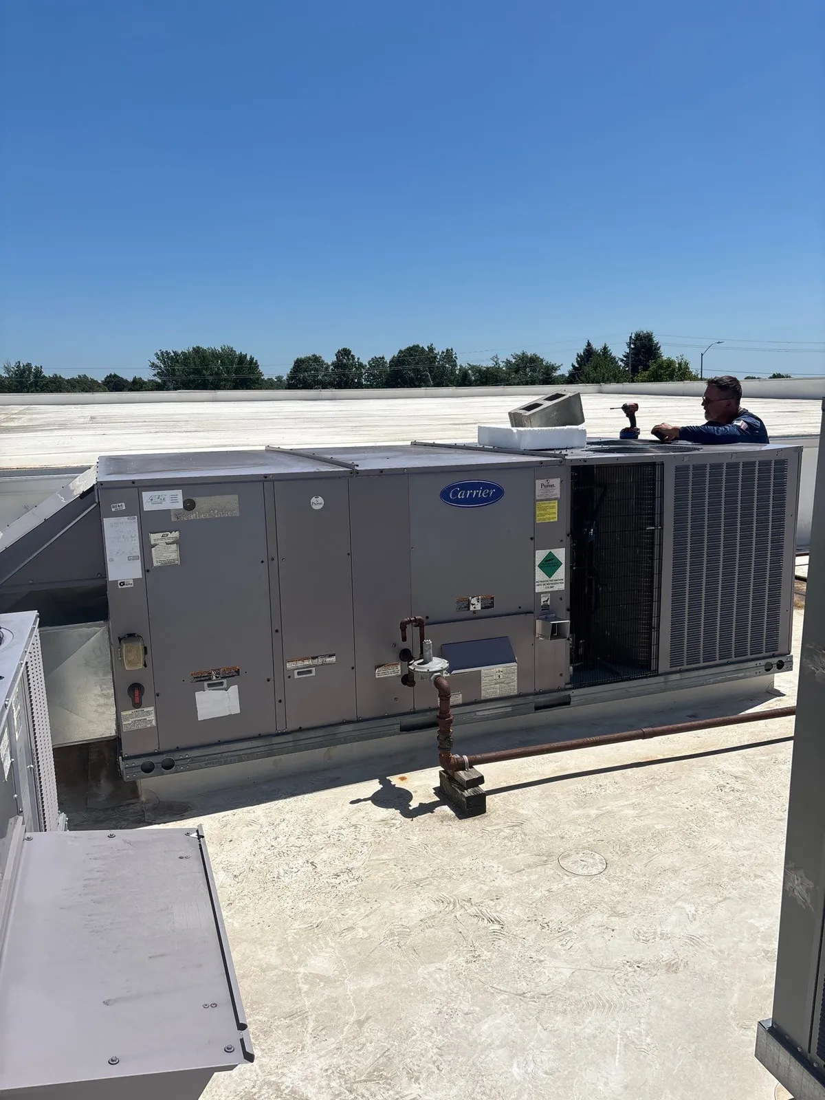 Technician Steve on a commercial install