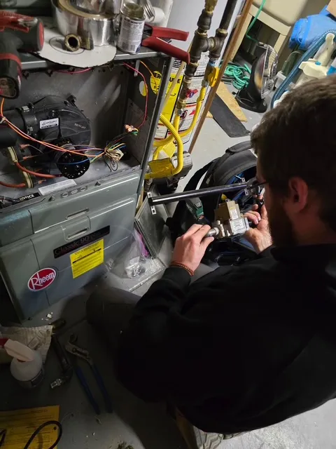 Technician Michael servicing a furnace